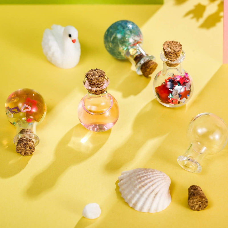 30 piezas de botellas de vidrio miniatura con tapa de corcho - Estilo bohemio, transparente, suministros de botellas de deseo DIY para bodas, cumpleaños y fiestas, solo lavado a mano, decoración de fiestas | Estilo bohemio | Acabado brillante