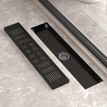 1pc Desagüe de Ducha Rectangular de Hierro Fundido Resistente - Gran Capacidad, Anti-Olor para Baños de Hotel y Hogar, Evita la Acumulación de Agua & Mantiene la Secura, Capturador de Cabello, Acabado Metálico Elegante, Construcción Duradera