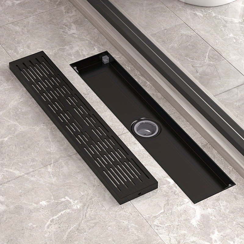 1pc Desagüe de Ducha Rectangular de Hierro Fundido Resistente - Gran Capacidad, Anti-Olor para Baños de Hotel y Hogar, Evita la Acumulación de Agua & Mantiene la Secura, Capturador de Cabello, Acabado Metálico Elegante, Construcción Duradera
