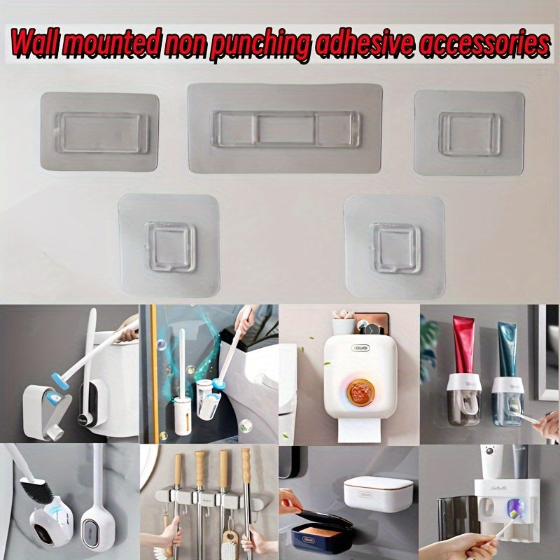 Juego de 3 accesorios de baño, Parches adhesivos para montar en la pared sin perforar agujeros, que no dañan las paredes ni se caen, adecuados para una fuerte adhesión de la mayoría de los productos en nuestra tienda