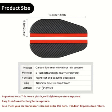 Par de cubre espejos para lluvia en PVC con textura de fibra de carbono, protectores para espejos laterales de auto, diseño grueso para protección en todo clima, cubre espejos | diseño elegante | agarre texturizado