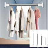 1 pieza de barra de cortina de ducha telescópica de acero inoxidable con tapas de plástico blanco - Barra extendible de metal y plástico sin taladro para ducha, armario, ventana, estante de toallas - Accesorio de hogar montado en la pared, accesorios de