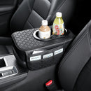 1pc Funda para Apoyabrazos de Coche con 2 Bolsillos Laterales y 2 Portavasos, Diseño de Patrón de Diamante Acolchado, Protector Interior de Vehículo para Teléfono, Botella, Tarjetas - Se Adapta a la Mayoría de Coches, SUVs, Camiones