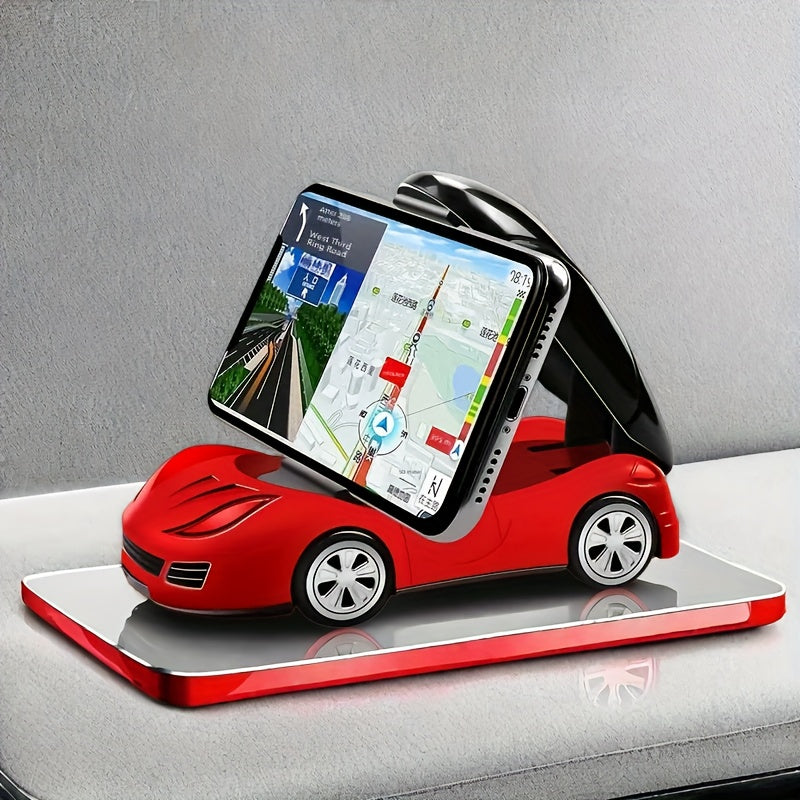 Soporte para Teléfono de Salpicadero Giratorio 360° para Coche - Diseño Plegable, Material ABS, Estilo Deportivo Rojo con Detalles Negros, Compatible con la Mayoría de Vehículos, Soporte para Teléfono en el Coche