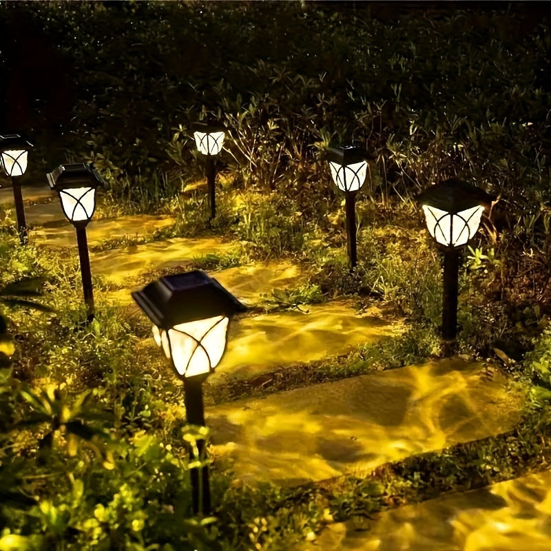 2-Pack Luces Solares para Caminos, Iluminación de Paisaje de Jardín de Plástico Enterrado, Luces Solares Plegables para Exteriores con Montaje Semi-Empotrado con Herrajes de Instalación, Batería de Níquel, Impermeable para Césped, Patio, Terraza, Pasarel
