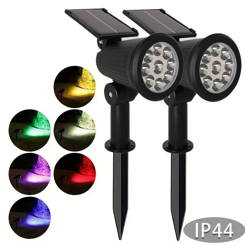 Focos LED solares para jardín, 1 unidad de luz LED de 9 LED de bajo consumo con sensor de luz, montaje semi empotrado de material de acrilonitrilo butadieno estireno, acabado pulido, desmontable, forma de foco, adorno de cristal, batería de litio con car