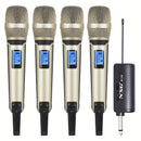 NUOXIANGE micrófono sin varillas de mano cuatro con conexión Plug and Play ideal para actuaciones de canto en KTV y computadora, con receptor recargable compatible con 1/8 pulgada, calidad de sonido clara, adecuado para adultos, bodas, fiestas