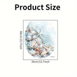 Pegatina de tapa de inodoro con diseño de playa, concha, estrella de mar - Alfombra de plástico autoadhesiva con acabado mate, patrón de dibujos animados, impermeable y extraíble, de un solo uso, forma rectangular para decoración de baños