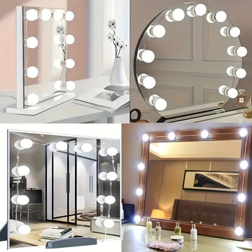 1 pieza Luz de Maquillaje Delantera Regulable en Tres Colores con 4/6/8/10/12/14 Luces, Modelo USB para Espejo de Maquillaje, Luz Rellena de Espejo, Lámpara de Belleza Ajustable en Brillo