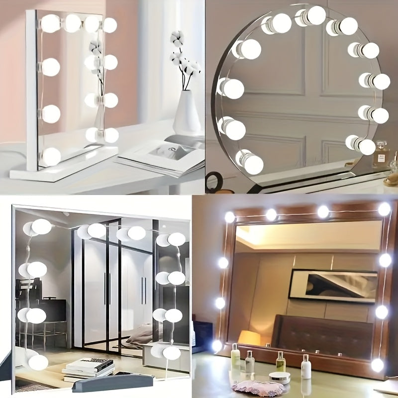 1 pieza Luz de Maquillaje Delantera Regulable en Tres Colores con 4/6/8/10/12/14 Luces, Modelo USB para Espejo de Maquillaje, Luz Rellena de Espejo, Lámpara de Belleza Ajustable en Brillo