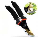 Tijeras de poda profesionales de titanio de 8,5" (T13) - Tijeras de jardín avanzadas super afiladas, tijeras de jardín de alta resistencia con mangos negros y naranjas, ideales para recortar césped verde y tareas de corte pesadas, herramienta de jardín |