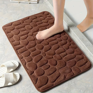 1pc Alfombra/1set Cinta para Alfombra con Relieve de Guijarros, Alfombra Suave y Cómoda, Alfombra de Espuma de Memoria - Absorbente Rápida y Lavable - Accesorios de Baño Antideslizantes/Alfombras Cinta de Doble Cara, Cinta para Alfombra Reutilizable y La