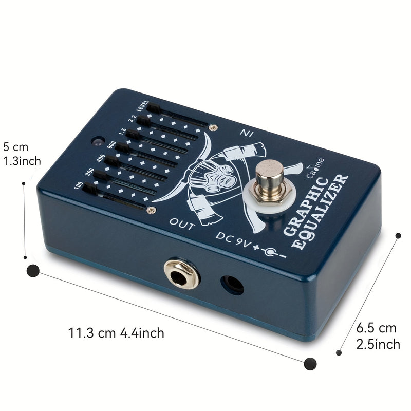 Pedal de Guitarra AHAJII Caline CP-71 EQ 6 Bandas - True Bypass, Diseño Gráfico Azul en Aleación de Aluminio con Cabeza de Toro, 9V DC Centro Negativo, 6 Bandas de Frecuencia Ajustables (100Hz-3.2kHz), Efectos para Guitarra Eléctrica, Pedal Multi-Efectos