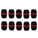10 piezas de fundas de espuma para micrófono negro con detalles rojos - Protectores de viento para micrófonos portátiles, diseño Eid Al-Adha Mubarak, duraderos y elegantes para actuaciones en vivo y sesiones de grabación, pantalla de viento para micrófon