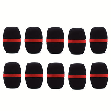 10 piezas de fundas de espuma para micrófono negro con detalles rojos - Protectores de viento para micrófonos portátiles, diseño Eid Al-Adha Mubarak, duraderos y elegantes para actuaciones en vivo y sesiones de grabación, pantalla de viento para micrófon