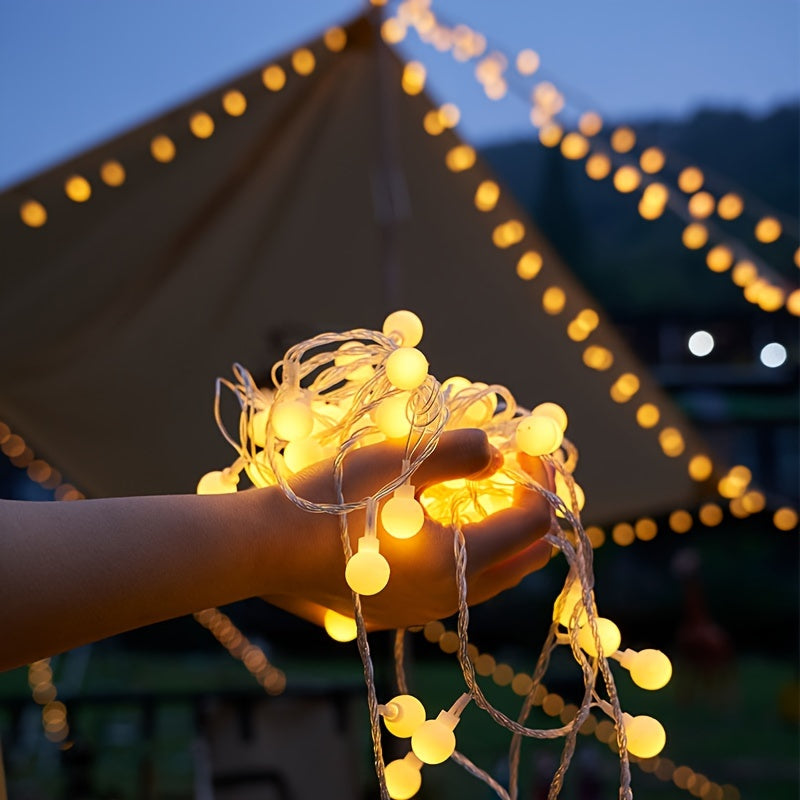 Luces LED para exteriores, decoración de camping, bodas, toldos y carpas, con caja de batería, en forma de bolas