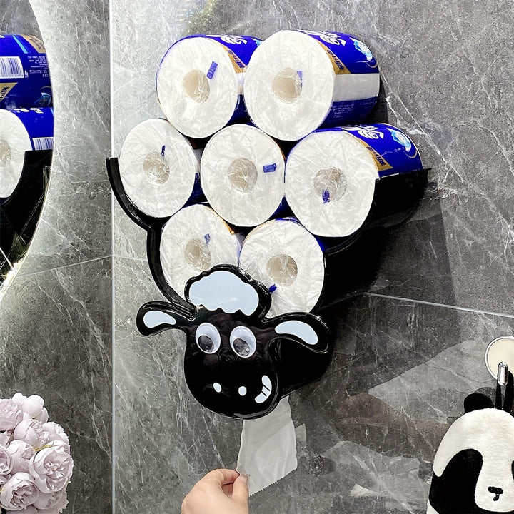 1 Unidad de Soporte de Rollo de Papel Higiénico de Plástico en Forma de Animal para Montaje en Pared, Estantería de Almacenamiento Multifuncional para Baño y Sala de Estar, Decoraciones de Halloween y Navidad