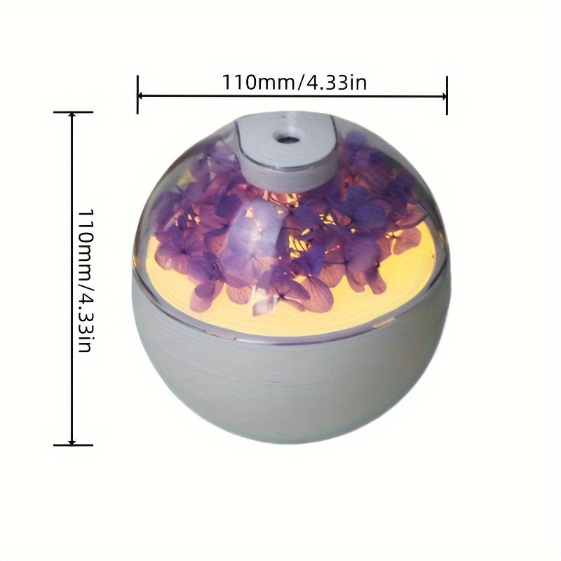 Humidificador USB con flores eternas - Purificador de aire silencioso de 220 ml con aromaterapia para hogar, oficina y escuela, sin batería, alimentado por USB