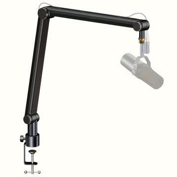 [Gótico] Soporte de micrófono desmontable de alta calidad con gestión de cables - Adaptador de rosca de 5/8" para Blue Snowman Hyper X QuadCast SoloCast AT2020 Shure SM7B MV7, aleación de aluminio, negro