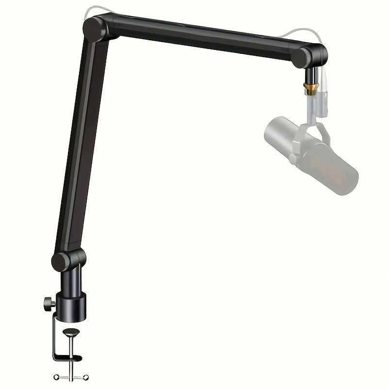 [Gótico] Soporte de micrófono desmontable de alta calidad con gestión de cables - Adaptador de rosca de 5/8" para Blue Snowman Hyper X QuadCast SoloCast AT2020 Shure SM7B MV7, aleación de aluminio, negro