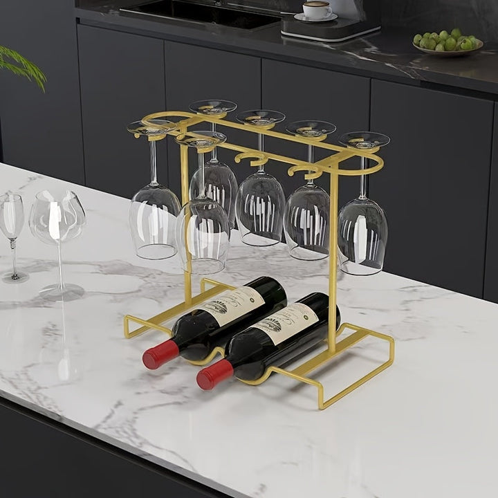 Estante de vino tinto de lujo de alta gama para el hogar Estante de vino de pie alto de vidrio invertido para colgar Armario de almacenamiento de vino