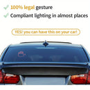 Gesto de mano negra LED luz de dedo para decoración de coche, con reflejos amarillos, no requiere baterías, perfecto para ventanas traseras de camiones y coches, y accesorios de camiones.