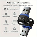 Adaptador inalámbrico USB BT 5.3 - Compatible con PC, auriculares, teclado, ratón y altavoces - No se necesita batería, función inalámbrica instantánea para Windows 11/10/8.1, compatibilidad automática con dispositivos 5.3/5.2/5.1/5.0/4.2/4.1/4.0, conect