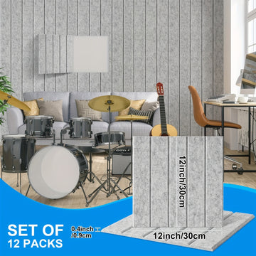 12 Paneles de Espuma Aislante Acústica, 30.48 cm x 30.48 cm x 1.02 cm, Azulejos Autoadhesivos para Estudio/Sala de Grabación, Paneles Absorbentes de Sonido de Alta Densidad