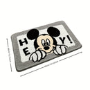 Tapete de Bienvenida de Disney Mickey Mouse - Absorbente, Secado Rápido, Antideslizante Lavable para Interiores con Fibra Súper Fina, Diseño Gris y Blanco para Decoración del Hogar | Diseño Divertido | Poliéster Tejido a Máquina, Tapete de Área Lavable,