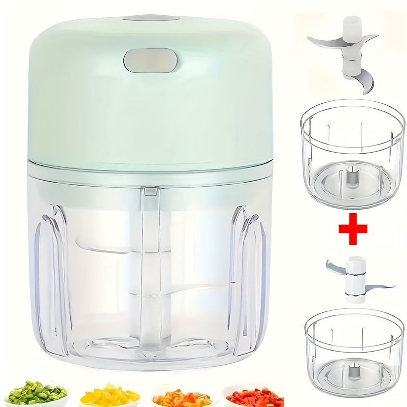 Picadora Eléctrica de Ajo Recargable USB - 100ml/250ml Fuerte y Duradera con 1500 RPM para Chile, Jengibre, Verduras con Bloqueo de Seguridad, Tapa Transparente & Diseño Fácil de Limpiar, Electrodoméstico Compacto, Herramienta de Preparación de Alimentos