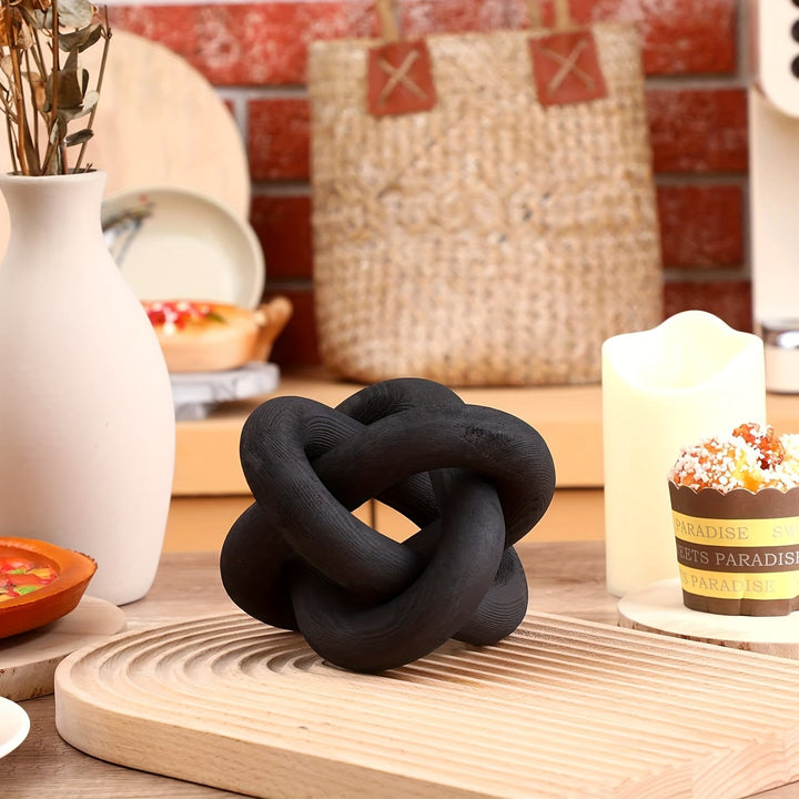 1pc Cadena de Madera Negra Estilo Bohemio de Granja - Pieza Decorativa Tallada a Mano y Detallada para Mesas de Comedor y Café, Estanterías - Uso Versátil en Interiores/Exteriores, Decoración del Hogar