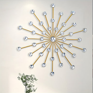 Arte de Pared Metálico Estrella Elegante - Estilo Clásico, Hierro Negro con Acentos de Cristal, Decoración Fácil de Colgar para Sala de Estar y Fondo de TV, Decoración del Hogar