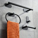 Juego de 4 piezas de accesorios para baño de acero inoxidable, portarrollos de papel higiénico y toallero montados en la pared, resistentes al óxido, sin necesidad de taladrar, fácil instalación, diseño moderno y elegante para baños contemporáneos