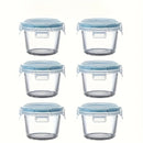 6 paquetes de recipientes de vidrio para almacenamiento de alimentos con tapas abatibles - Recipientes redondos multiusos y reutilizables - Sellado a prueba de fugas para refrigerios y salsas - Apto para microondas, congelador y lavavajillas