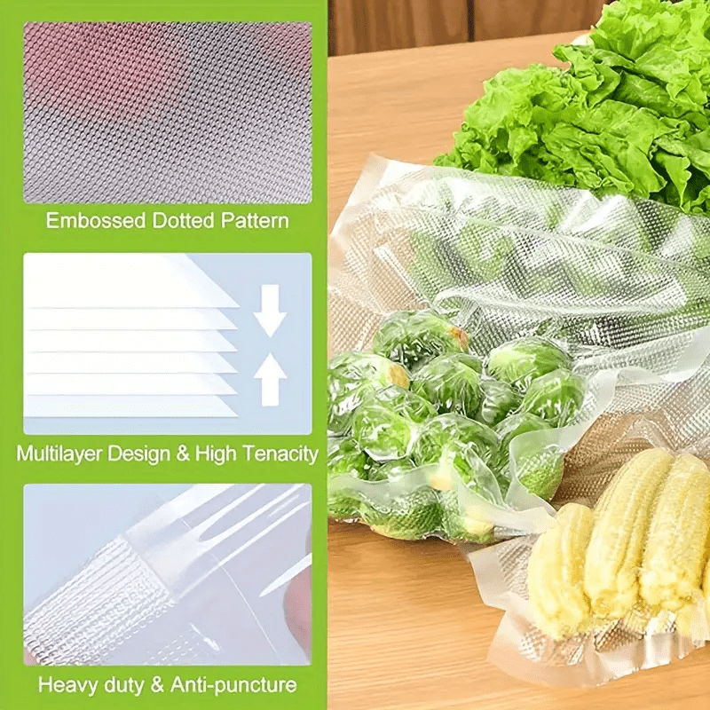 5 piezas de Bolsas de Sellado al Vacío de 3m de Longitud, Material PE+PA, Longitud Personalizable para Conservación de Alimentos, Cocina Sous Vide y Almacenamiento en Gran Cantidad, Rango de Temperatura -4°F a 230°F, Uso Único, Sellador al Vacío de Alime