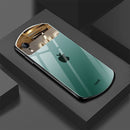 Estuche para teléfono de pareja con espejo ovalado y diseño engradado, compatible con Apple iPhone/16promax/16/15/14/12/11. Lujo ligero, moderno, resistente y visualmente atractivo: el regalo perfecto