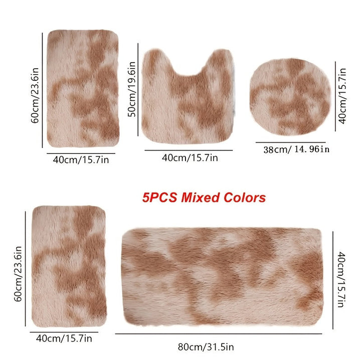 Juego de Alfombras para Baño Nuevo de 5 Piezas con Cubierta para Tapa de Inodoro, Base Antideslizante, Suave y Cómodo Absorbente Grueso Adecuado para Delantero del Lavabo, Zona de la Bañera, Ducha, Regalo para el Día del Padre, Año Nuevo, Navidad, Decora