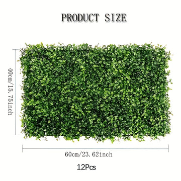 Conjunto de 12 Paneles Artificiales Estilo Milán de Haya, 59.99x40.01cm - Ideales para Decoraciones de Paredes Interiores/Exteriores, Cercas de Jardín, Fiestas, Bodas y Fondos Festivos