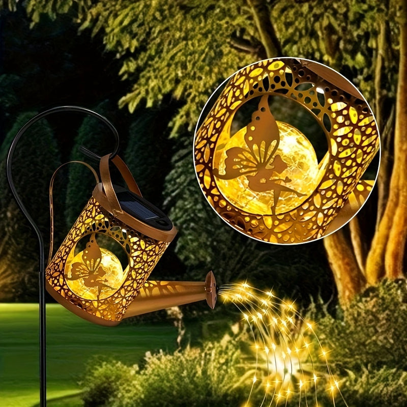 Regadera Solar con Luces Cascada, Farolillos de Metal Colgantes Impermeables para Exteriores, Regalo de Jardinería para Mujeres y Mamás, Decoración Cardinal para Patio, Césped o Senderos