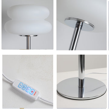 1 pieza de lámpara de mesa Macaron Hamburger - Luz ambiental con control de intensidad alimentada por USB con 3 modos de iluminación, luz blanca/natural/cálida, estilo Art Deco para sala de estar, dormitorio, oficina en casa - Ideal para mesitas de noche