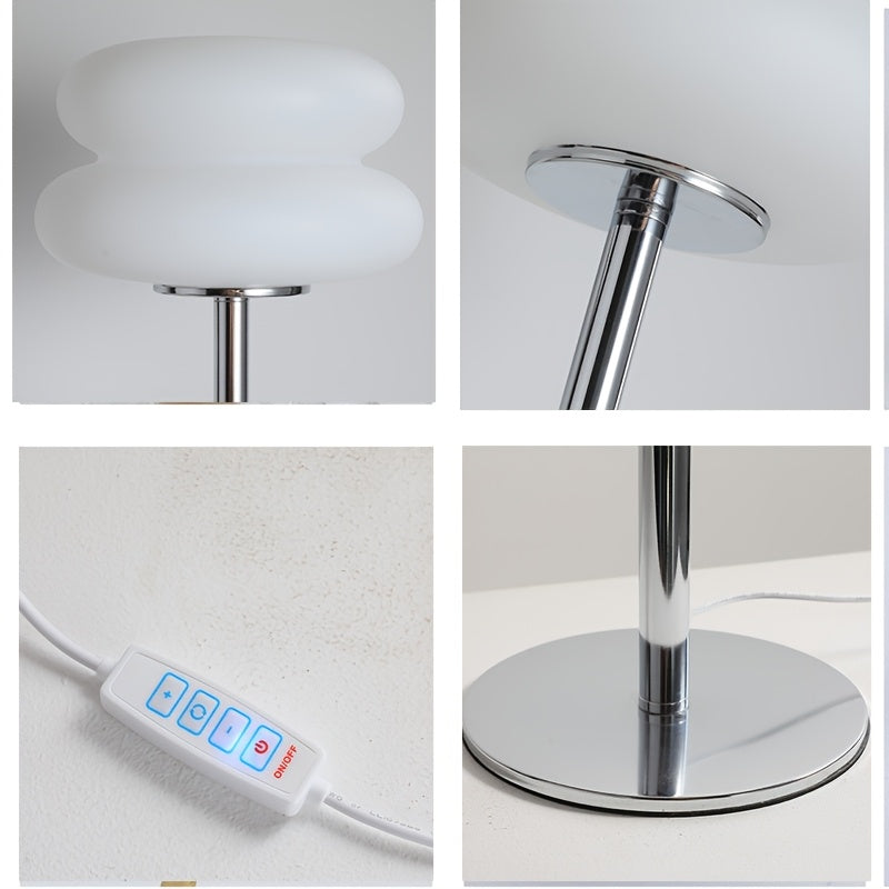1 pieza de lámpara de mesa Macaron Hamburger - Luz ambiental con control de intensidad alimentada por USB con 3 modos de iluminación, luz blanca/natural/cálida, estilo Art Deco para sala de estar, dormitorio, oficina en casa - Ideal para mesitas de noche