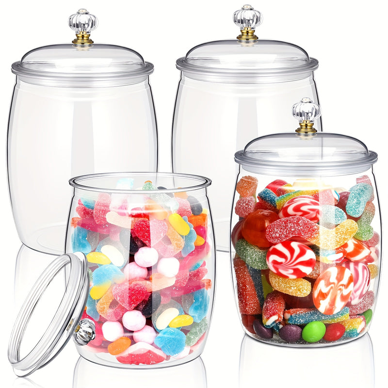 4/6pcs Tarro de Plástico para Dulces y Galletas con Tapa Tarro Decorativo para Medicinas Contenedor de Auto-Servicio para Dulces Tarro Transparente Sellado para Almacenamiento de Alimentos Decoración del Hogar