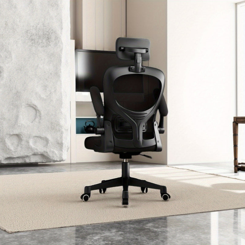 Silla de oficina ergonómica, diseño cómodo y transpirable, 4 estaciones - 12 meses, silla ejecutiva para hogar y oficina, inclinación manual, fácil de limpiar, [3 colores disponibles], base giratoria de 360°, [11 festividades para usar]
