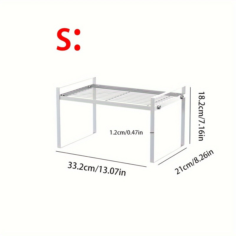 Estante de almacenamiento de cocina de metal contemporáneo de 1 pieza, organizador de estante de doble nivel para armario y mostrador, isla de almacenamiento abierta versátil para especias, utensilios, microondas - Uso sin electricidad, sin materiales de