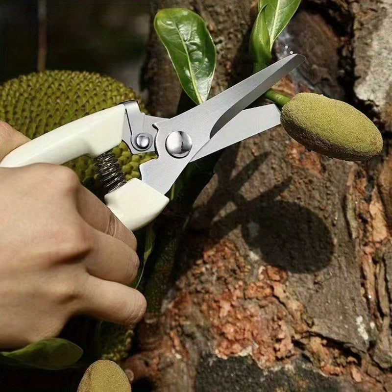 Pack de 2 Tijeras para Jardín Resistentes - Cortaúñas Rectos y de Desvío con Mangos Blancos Ergonómicos, Agarres Antideslizantes y Construcción Duradera para Flores, Plantas, Bonsái, Frutas - Ideales para Jardineros Caseros y Paisajistas Profesionales, H