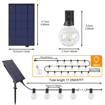 Luces solares G40, 17.25 m, 46 luces