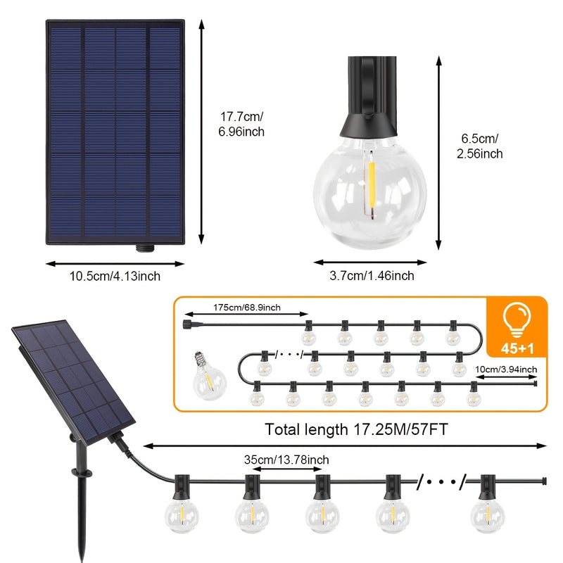 Luces solares G40, 17.25 m, 46 luces