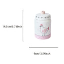 Tarro de Almacenamiento Elegante de Cerámica Rosa y Blanca con Diseño de Pollo en Relieve Bañado en Oro, Tapa con Perilla - Ideal para Galletas, Té y Objetos Pequeños | Solo Lavado a Mano