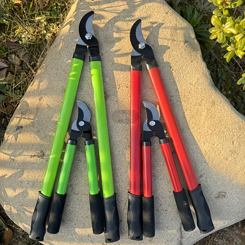 Tijeras de Poda Manuales Profesionales para Ramas con Mangos Ergonómicos Antideslizantes y Hojas de Acero al Carbono - 4 Colores (Verde, Rojo, , Amarillo) para Jardinería, Árboles Frutales, Flores, Uso Doméstico y Comercial