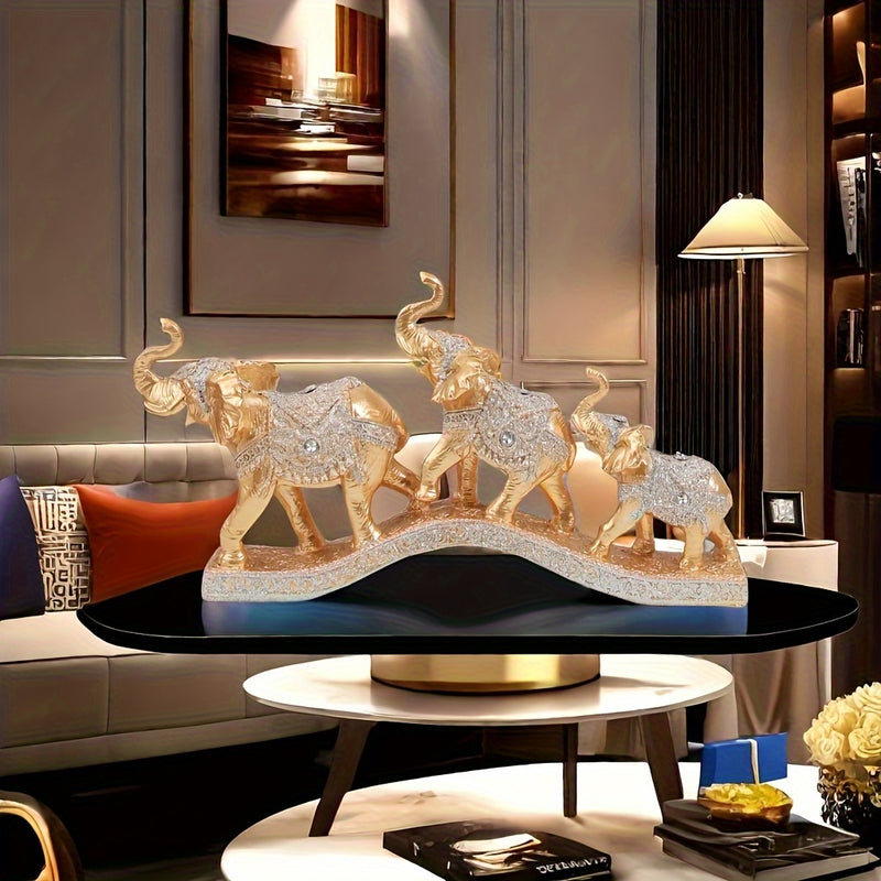 Juego de Tres Adornos Decorativos para Sala con Elefante, Soporte para TV y Barra Creativo para Entrada del Hogar